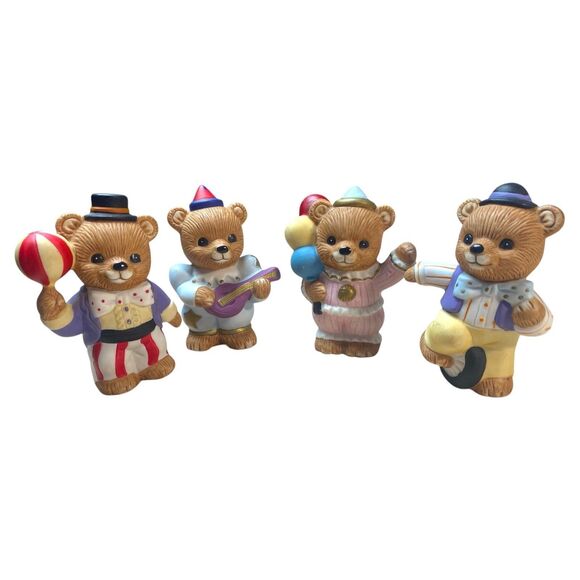 Homco Circus Bear Figurines #1449 Set of 4 Vintage Clown Bears w/ Stickers - Picture 2 of 8